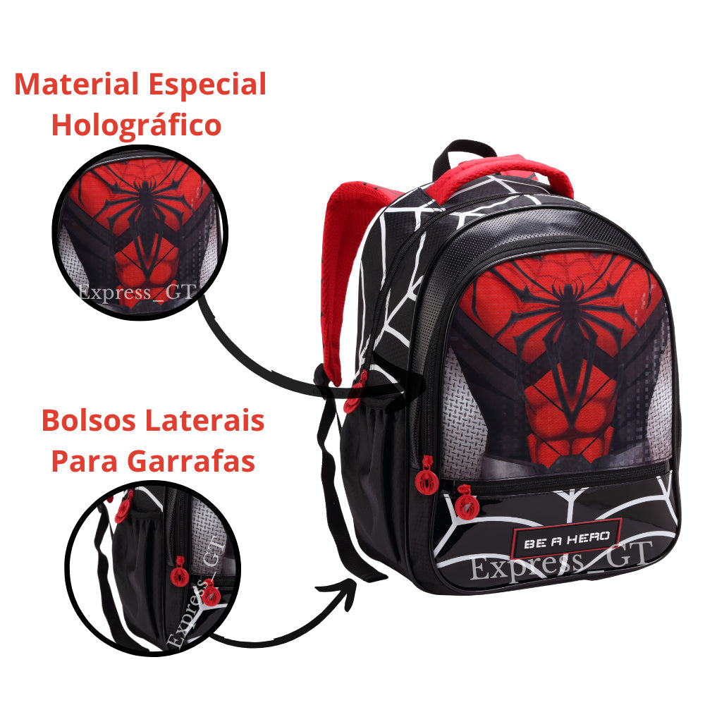Kit Escolar Infantil Spider Man 2026 - Mochila + Lancheira + Estojo