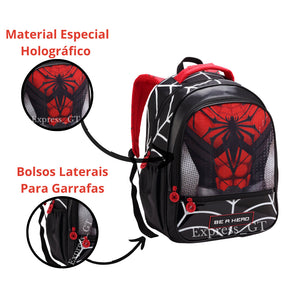 Kit Escolar Infantil Spider Man 2026 - Mochila + Lancheira + Estojo
