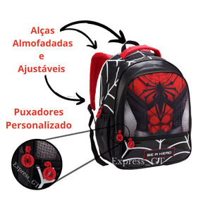 Kit Escolar Infantil Spider Man 2026 - Mochila + Lancheira + Estojo