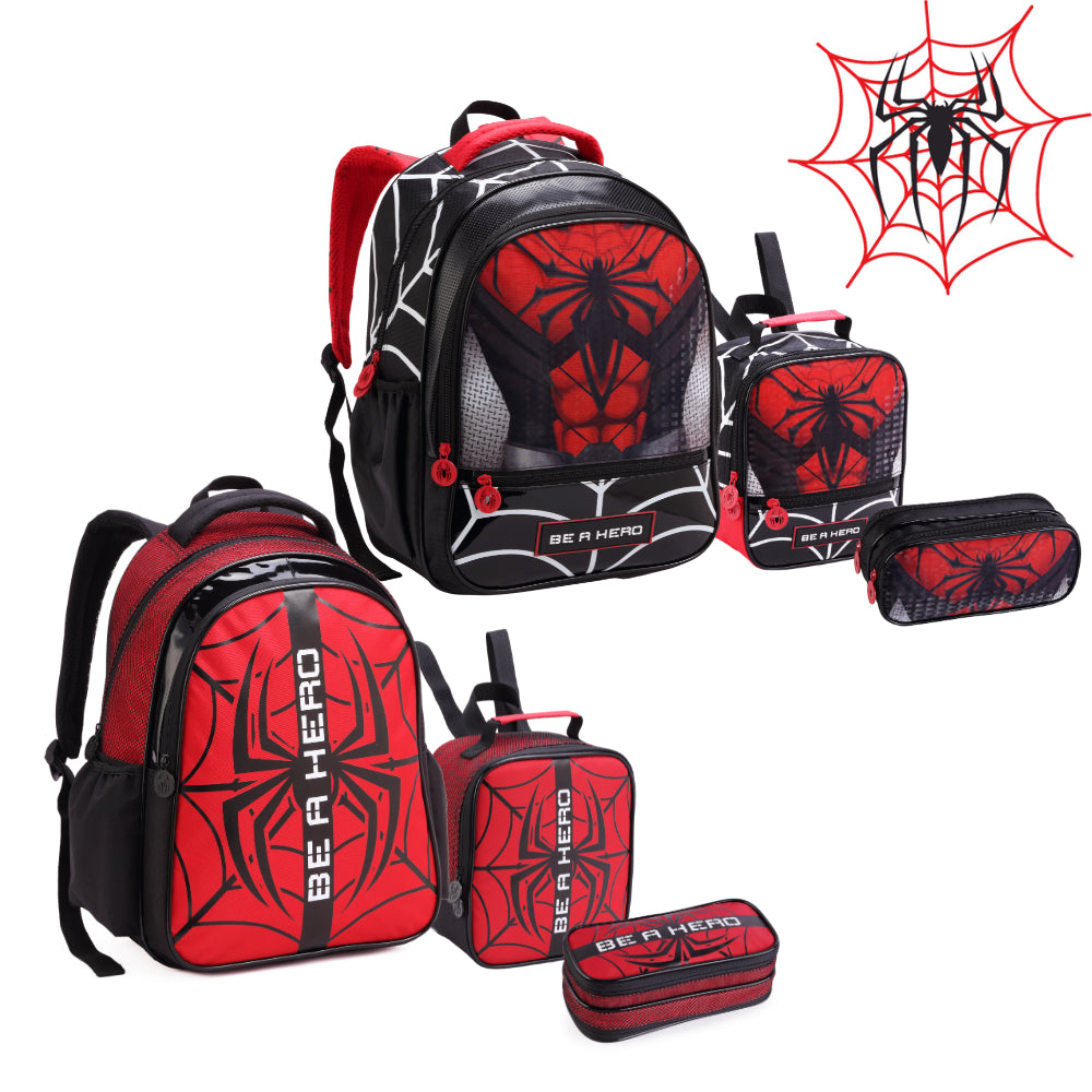 Kit Escolar Infantil Spider Man 2026 - Mochila + Lancheira + Estojo
