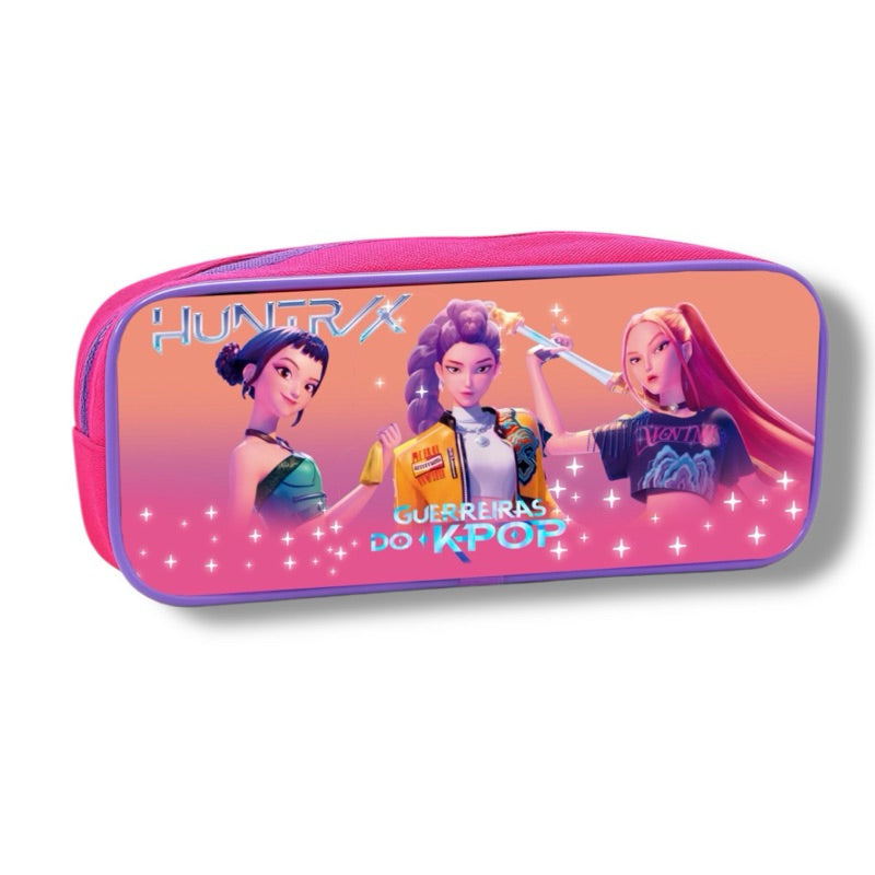Kit Escolar Guerreiras do K-Pop + Lancheira Térmica + Estojo Reforçado