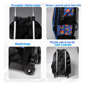 Kit Escolar Patrulha Canina Infantil com Mochila de Rodinhas, Lancheira e Estojo