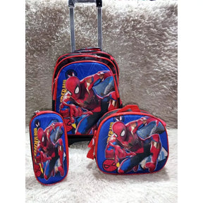 Kit Escolar Homem-Aranha com Mochila com e sem Rodinhas + Lancheira + Estojo