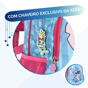 Mochila Escolar Infantil Stitch Disney Original com Rodas – Kit Completo