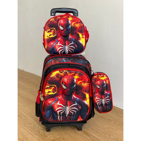 Kit Escolar Homem-Aranha com Mochila com e sem Rodinhas + Lancheira + Estojo