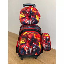 Kit Escolar Homem-Aranha com Mochila com e sem Rodinhas + Lancheira + Estojo