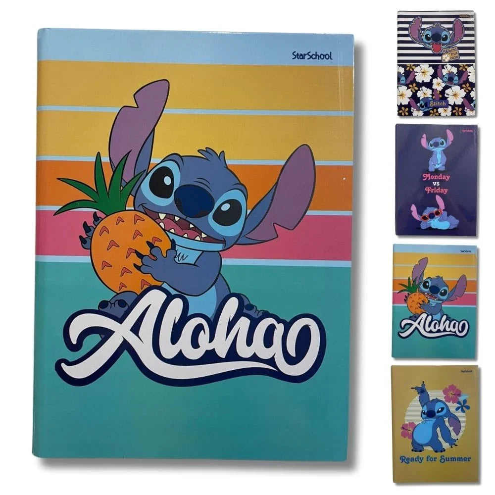 Kit Escolar Lilo & Stitch com 8 Cadernos Brochurão Capa Dura 80 Folhas