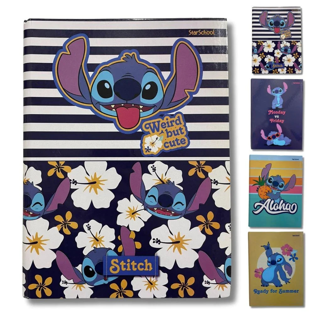 Kit Escolar Lilo & Stitch com 8 Cadernos Brochurão Capa Dura 80 Folhas
