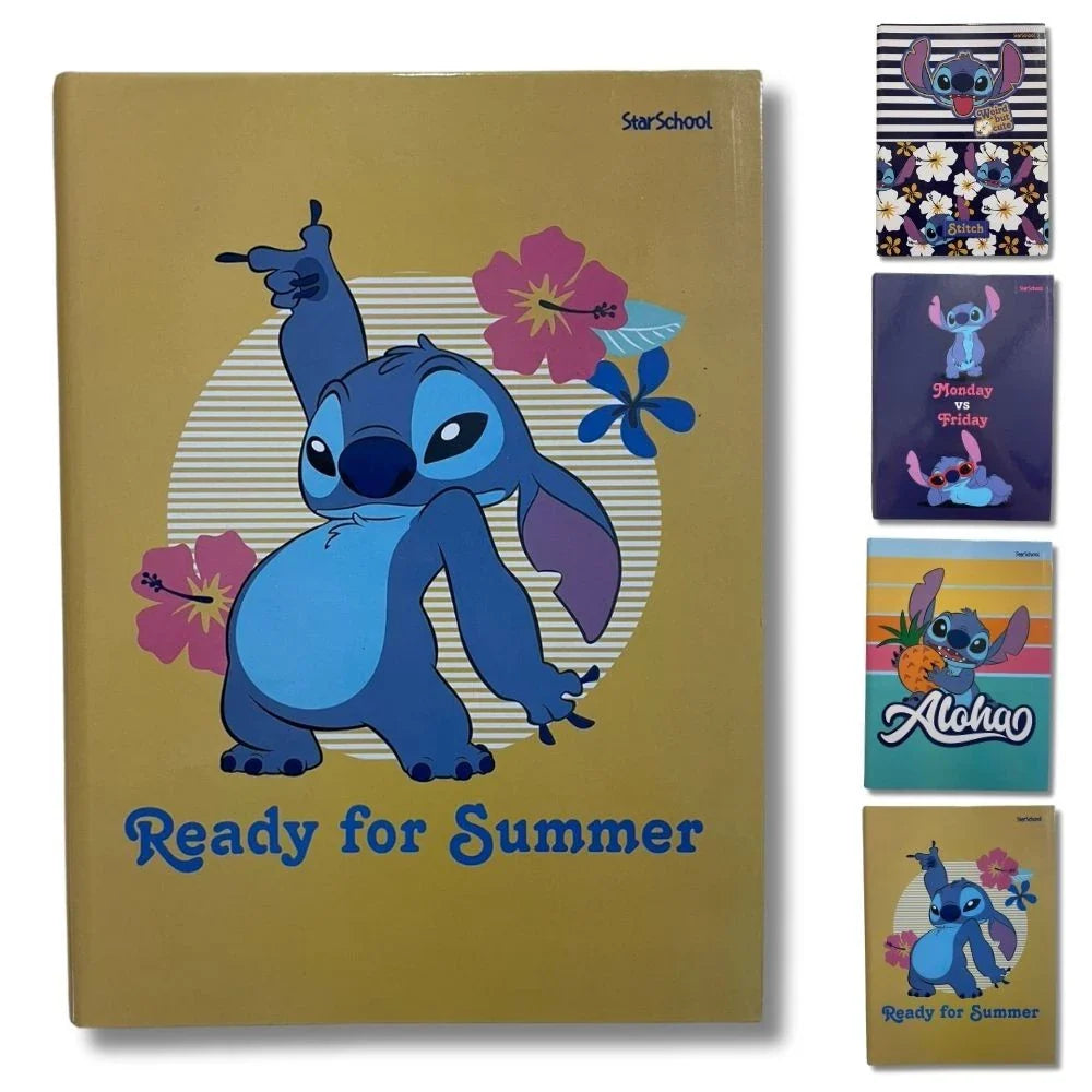 Kit Escolar Lilo & Stitch com 8 Cadernos Brochurão Capa Dura 80 Folhas