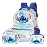 Kit Mochila Stitch Holográfica + Lancheira e Estojo