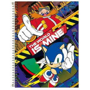 Kit Escolar Sonic com 4 Cadernos - 1 Matéria Capa Dura Brochura e Espiral