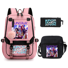 Kit Mochila K-Pop Demon Hunters - Mochila + Lancheira + Bolsinha