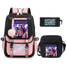 Kit Mochila K-Pop Demon Hunters - Mochila + Lancheira + Bolsinha
