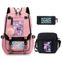 Kit Mochila K-Pop Demon Hunters - Mochila + Lancheira + Bolsinha