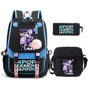 Kit Mochila K-Pop Demon Hunters - Mochila + Lancheira + Bolsinha