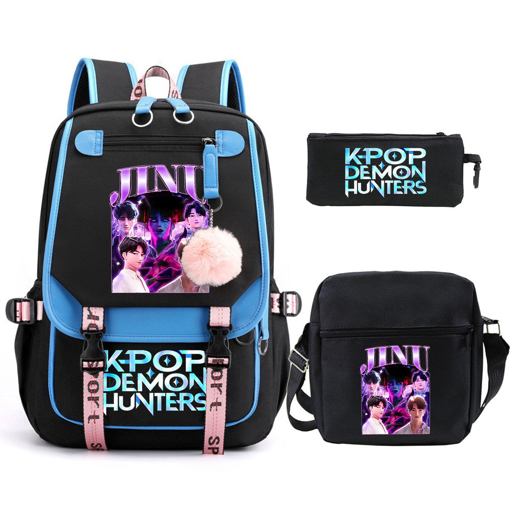 Kit Mochila K-Pop Demon Hunters - Mochila + Lancheira + Bolsinha
