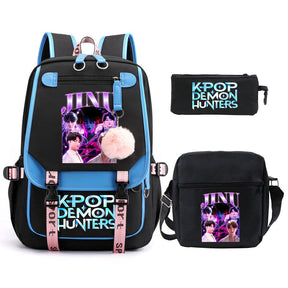 Kit Mochila K-Pop Demon Hunters - Mochila + Lancheira + Bolsinha