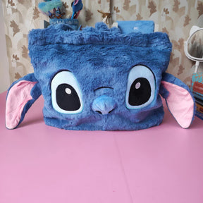 Bolsa Lancheira Quadrada Grande Pelúcia Stitch Azul