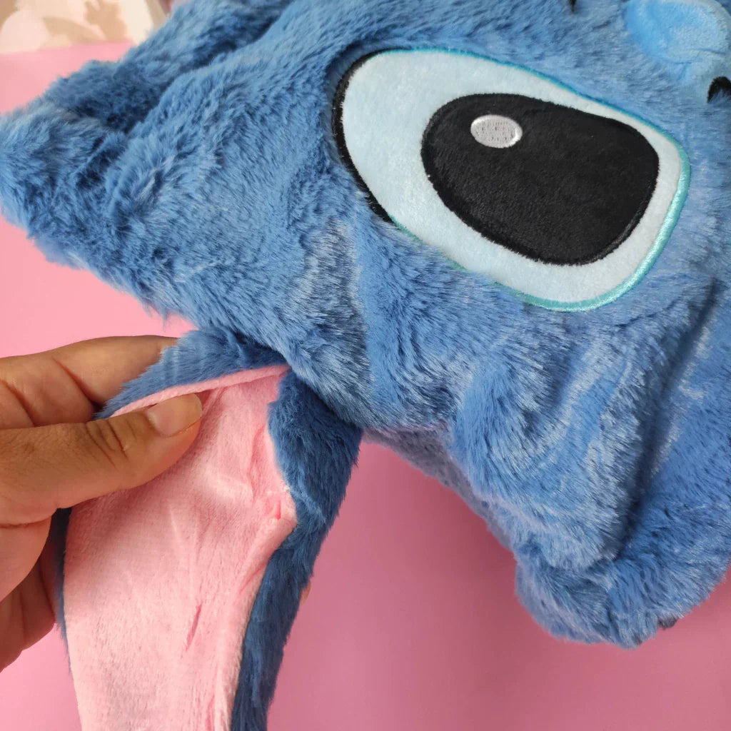 Bolsa Lancheira Quadrada Grande Pelúcia Stitch Azul