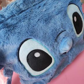Bolsa Lancheira Quadrada Grande Pelúcia Stitch Azul